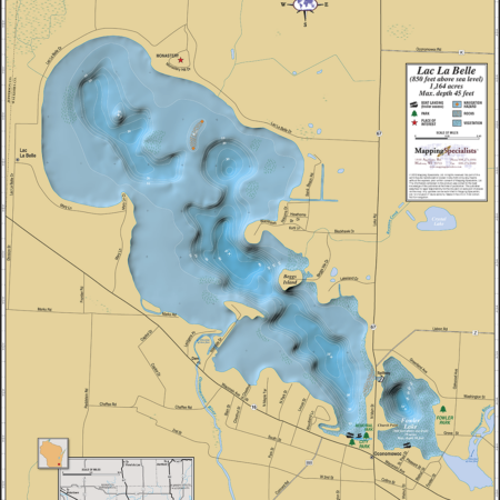 Lac La Belle & Fowler Lake Wall Map