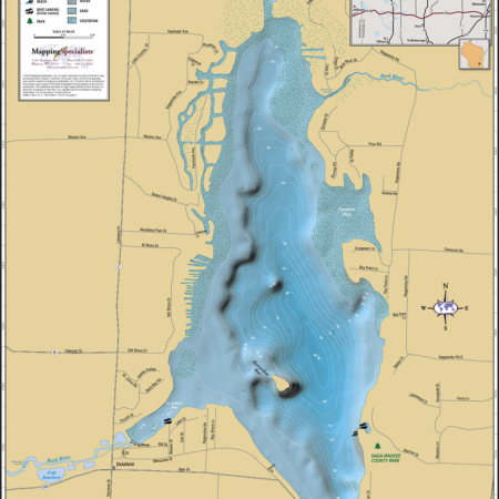 Nagawicka Lake Wall Map