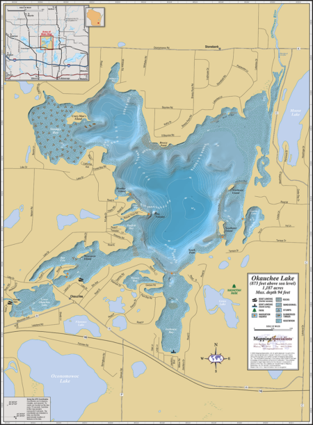 Okauchee Lake Wall Map