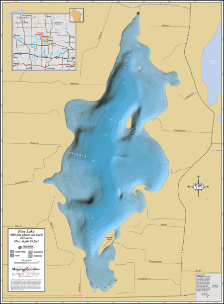 Pine Lake Wall Map