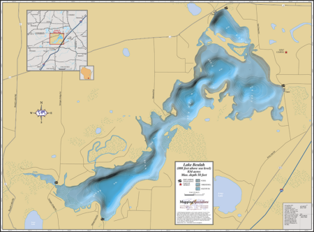 Lake Beulah Wall Map