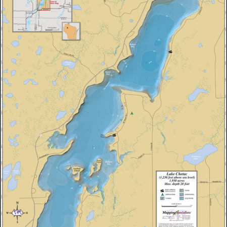 Lake Chetac Wall Map