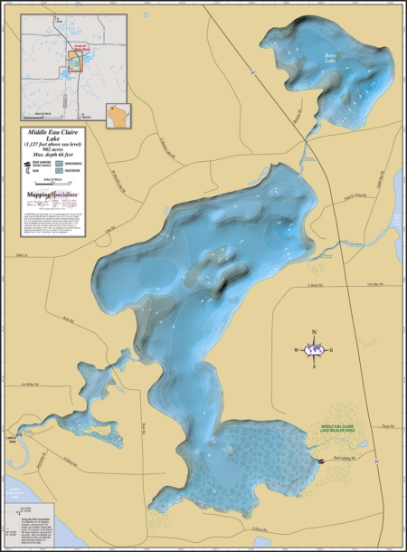 Middle Eau Claire Wall Map