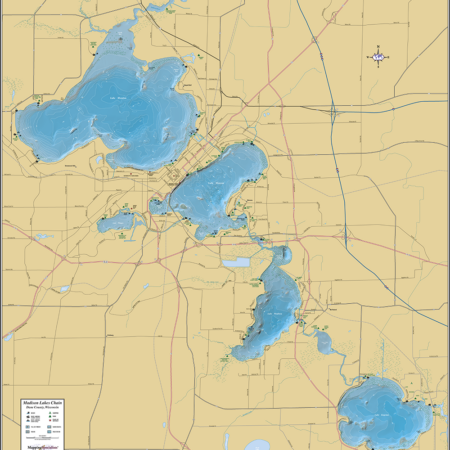 Madison Lakes Chain Wall Map