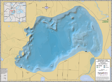 Grindstone Lake Wall Map