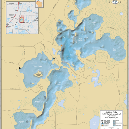 Spider Lake (Sawyer Co.) Wall Map