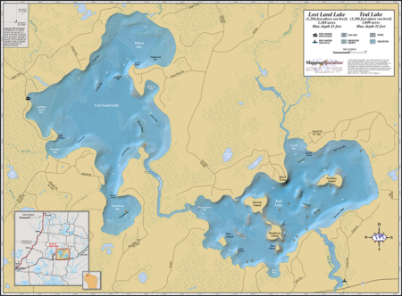 Lost Land Lake & Teal Lake Wall Map