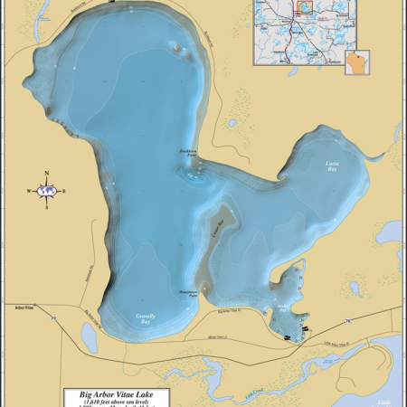 Big Arbor Vitae Lake Wall Map