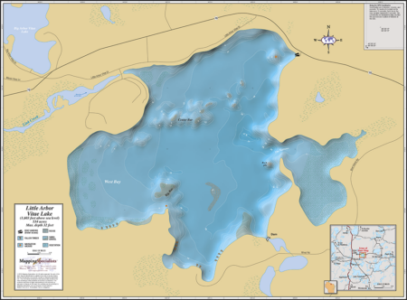 Little Arbor Vitae Lake Wall Map