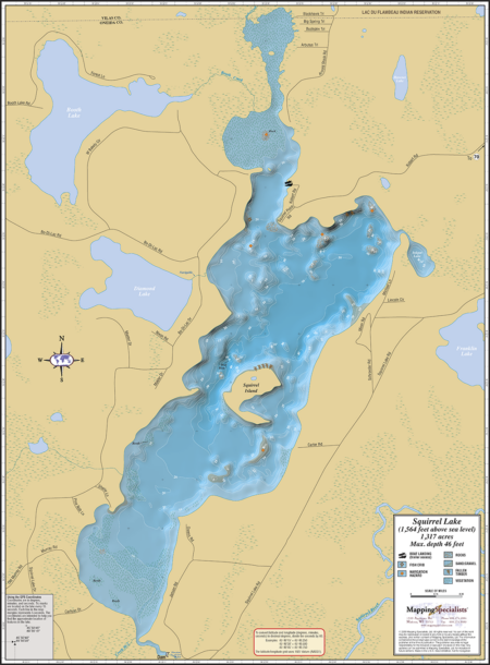 Squirrel Lake Wall Map