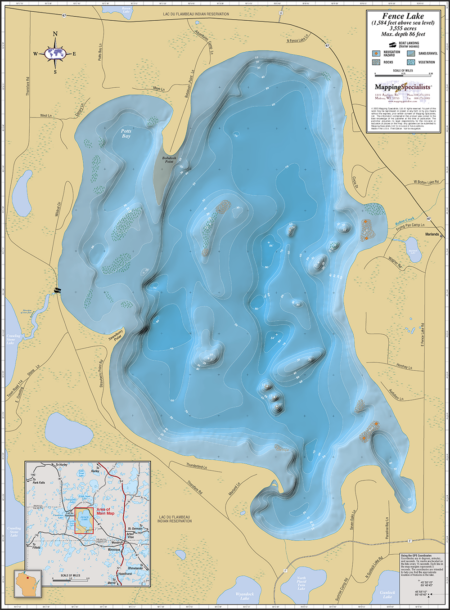 Fence Lake Wall Map