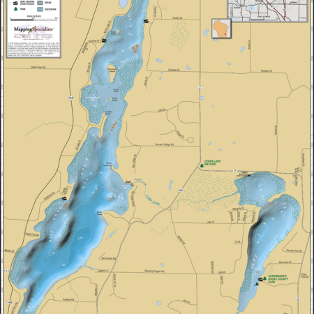 Big & Little Cedar Lakes Wall Map