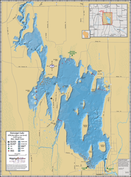 Sinissippi Lake Wall Map