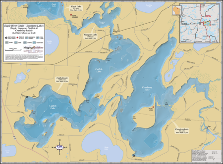 Eagle River Chain (Southern Lakes) Wall Map