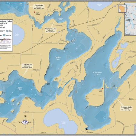 Eagle River Chain (Southern Lakes) Wall Map