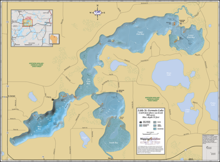 Little St. Germain Lake Wall Map