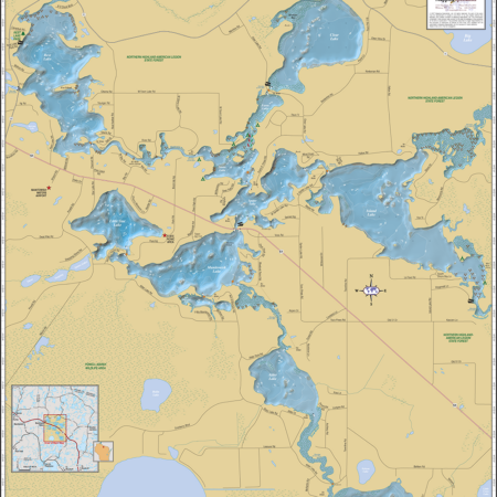 Manitowish Waters Chain Wall Map