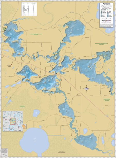 Manitowish Waters Chain Wall Map