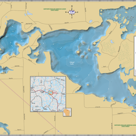 Island Lake (Manitowish Chain) Wall Map