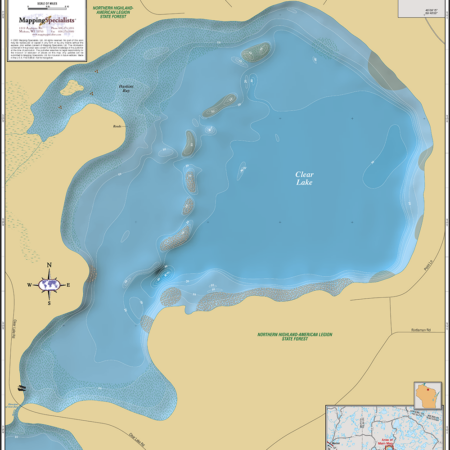 Clear Lake (Manitowish Chain) Wall Map