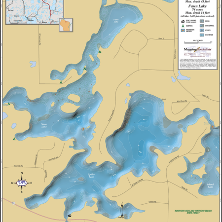 Spider Lake (Manitowish Chain) Wall Map