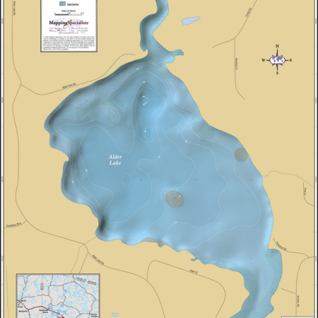 Alder Lake (Manitowish Chain) Wall Map