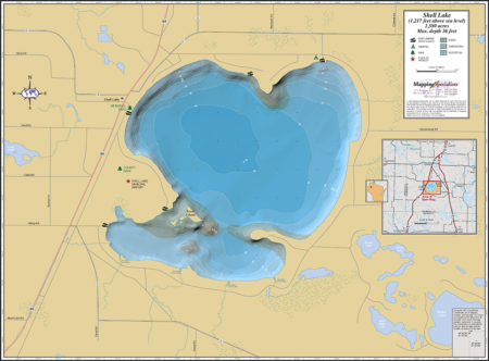 Shell Lake Wall Map