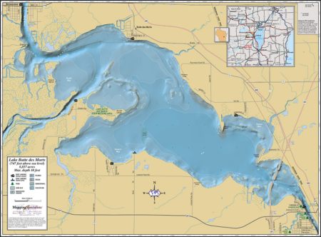 Butte des Morts Lake Wall Map