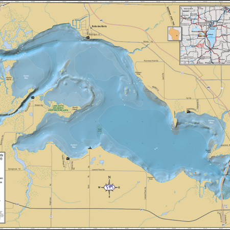 Butte des Morts Lake Wall Map