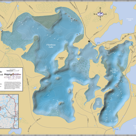 Flambeau & Long Interlaken Lakes Wall Map