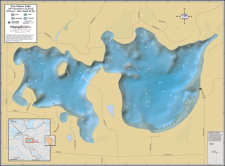 Two Sisters Lake Wall Map