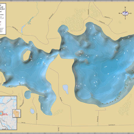 Two Sisters Lake Wall Map