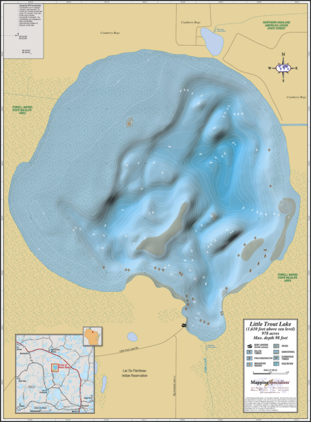 Little Trout Lake Wall Map