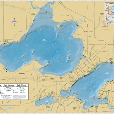 Lake Mendota & Lake Monona Wall Map
