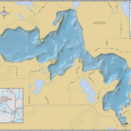 White Sand Lake (Lac du Flambeau) Wall Map