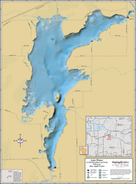 Lake Winter Wall Map