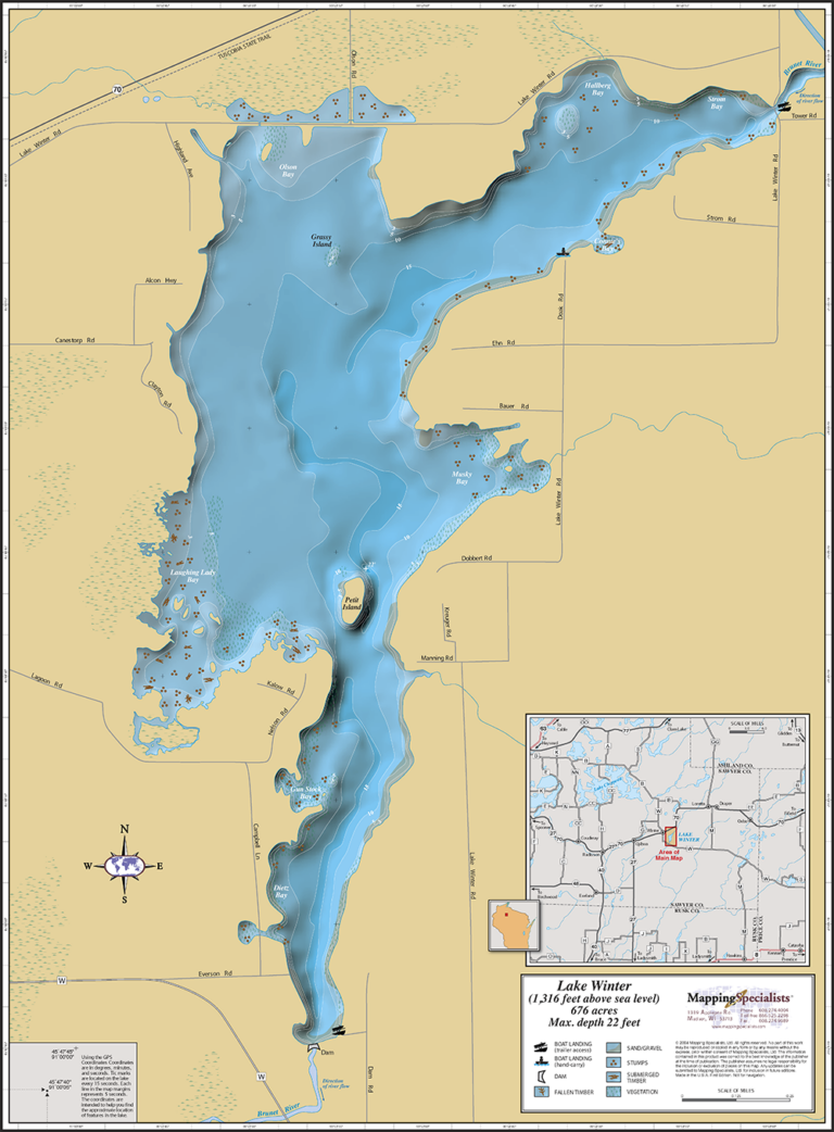 Lake Wissota Wall Map - Mapping Specialists Limited