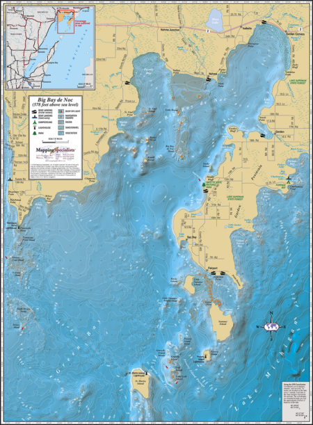 Big Bay de Noc Wall Map