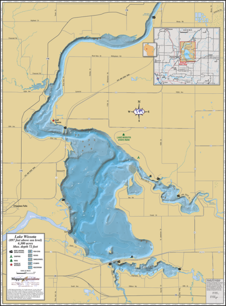 Lake Wissota Wall Map