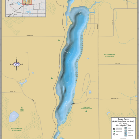 Long Lake (Fond du Lac Co.) Wall Map