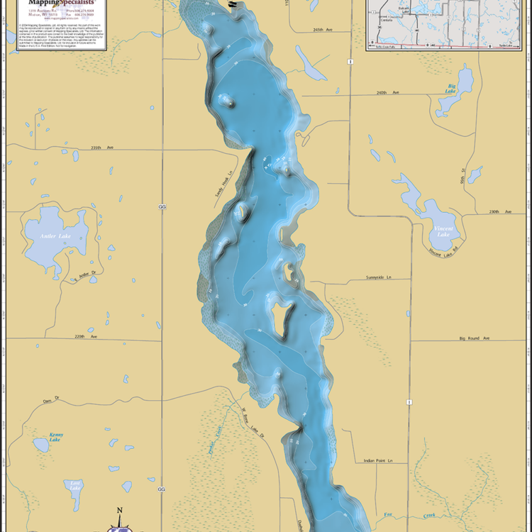 Balsam Lake Wall Map - Mapping Specialists Limited