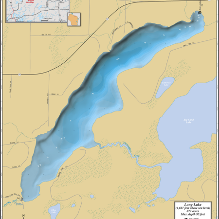 Long Lake (Vilas Co.) Wall Map