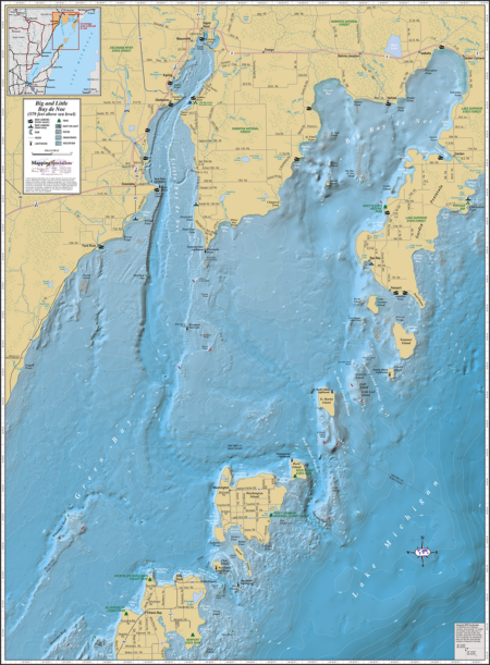 Big & Little Bay de Noc Wall Map