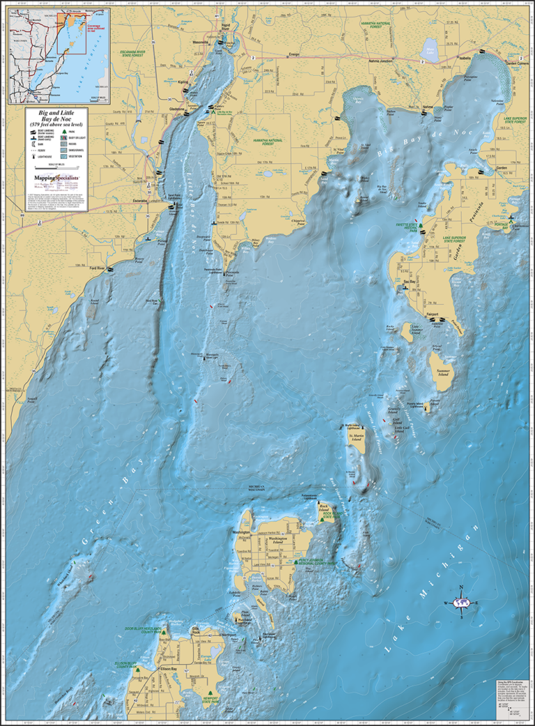 Big Eau Pleine Lake Wall Map Mapping Specialists Limited