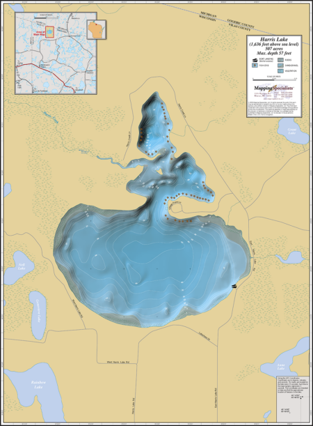 Harris Lake Wall Map