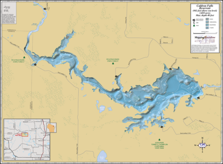 Caldron Falls Reservoir Wall Map