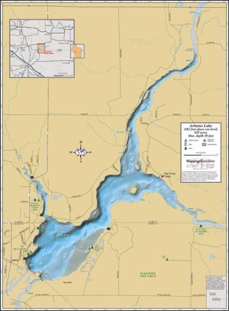 Arbutus Lake Wall Map