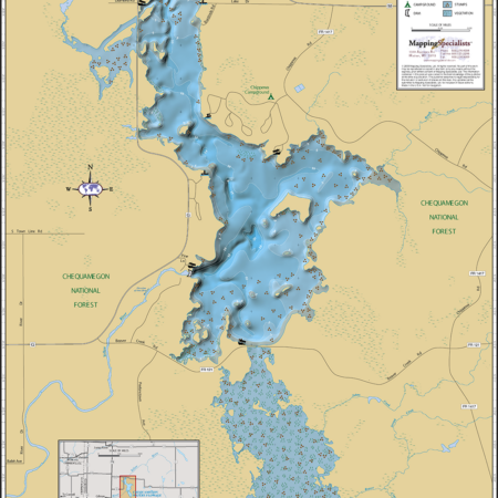 Chequamegon Waters Flowage (Miller Dam) Wall Map