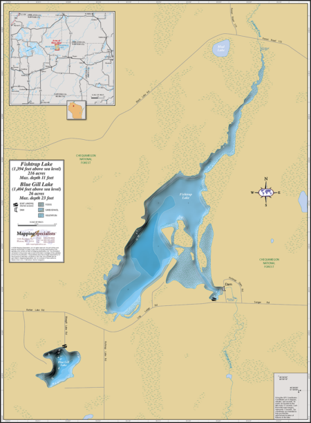 Fishtrap Lake Wall Map