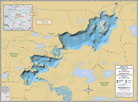 High & Fishtrap Lakes Wall Map